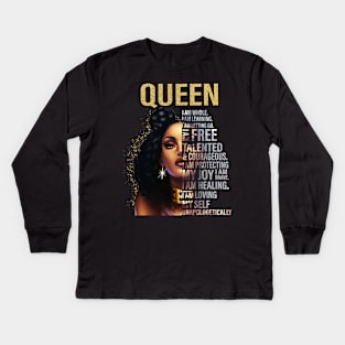 Black Woman T-Shirt, Afro Woman Graphic Tees Kids Long Sleeve T-Shirt